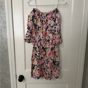 Lulu's Floral Off-Shoulder Mini Dress - Pink and Yellow